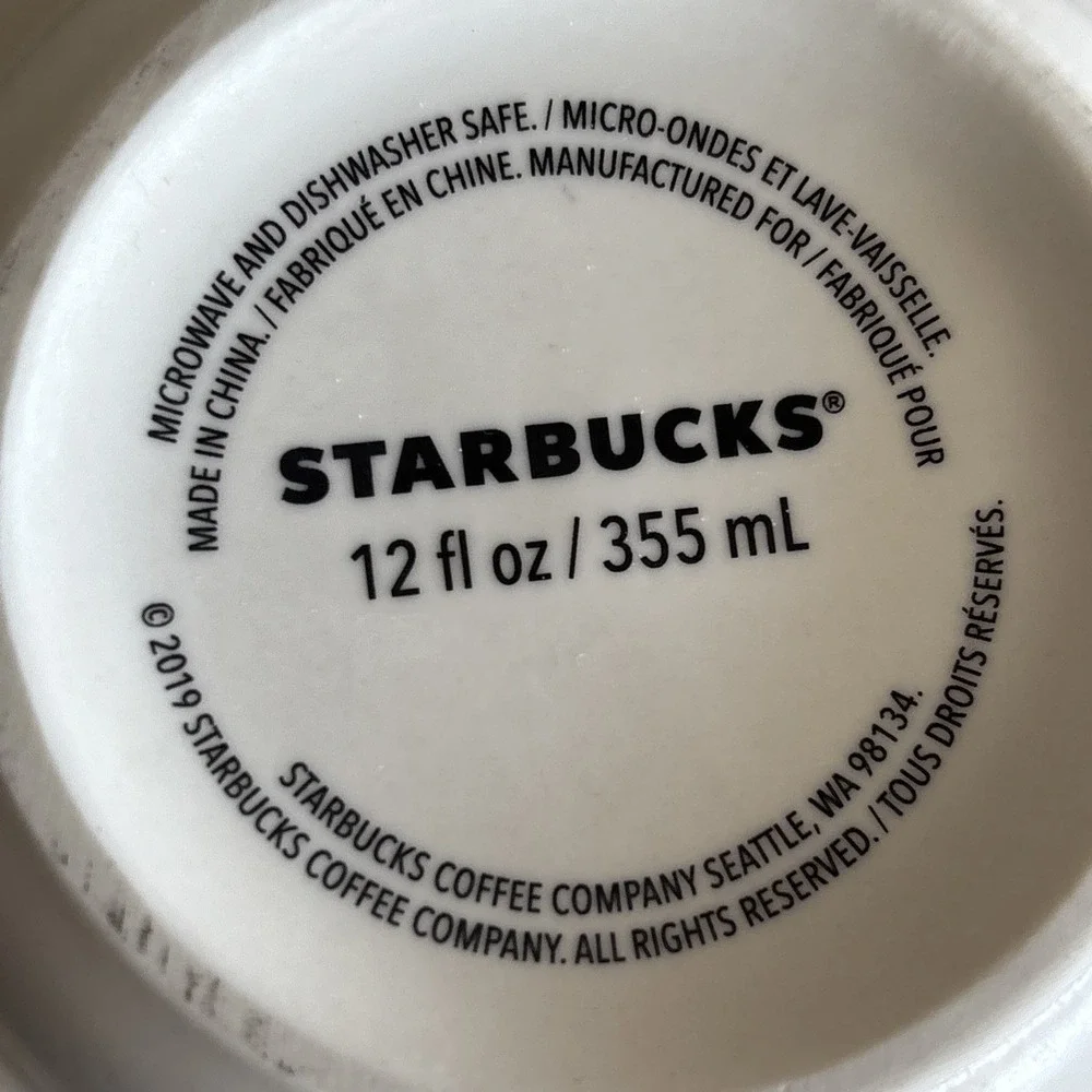 2019 Starbucks Floral White Pink Peach Flowers Coffee Cup‎ Tea Mug | 12oz EUC